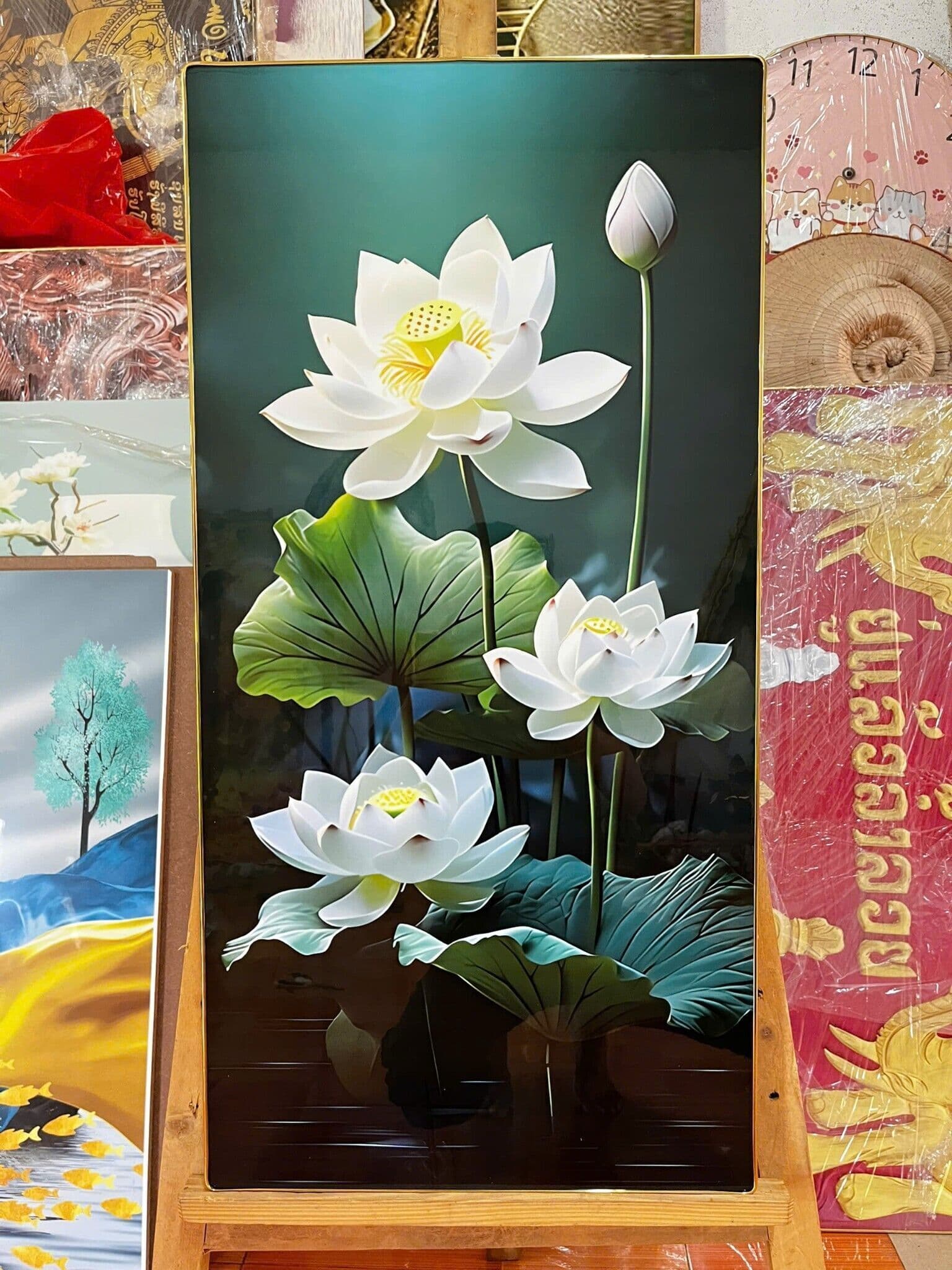 Tranh Sen Trắng 3D – Vẻ Đẹp Thanh Tịnh, Sang Trọng Cho Không Gian Sống