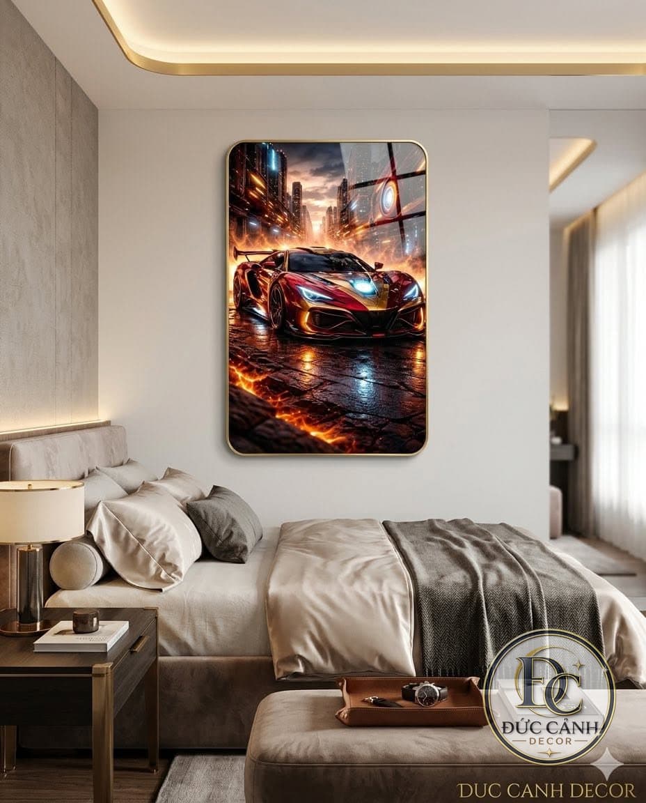 Tranh Tráng Gương Siêu Xe Phong Cách Futuristic