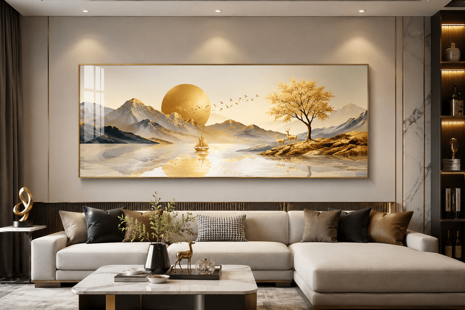 5 Cách Chọn Tranh Tráng Gương Hợp Phòng Khách Chuẩn Phong Thủy & Tinh Tế