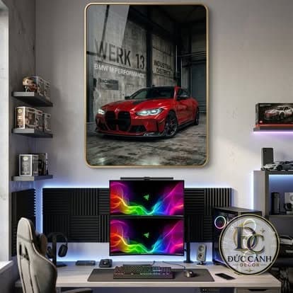 Tranh Treo Tường BMW M4 Đỏ Cao Cấp – Tranh Xe Thể Thao Hiện Đại Cho Phòng Khách, Phòng Gaming